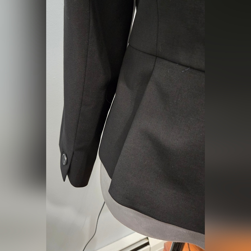 Talbots Black Jacket Single Button Wool-Blend Pep… - image 7